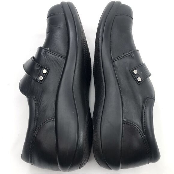 Alegria KHLOE Black Leather Buckle Side Slip On Loafer Comfort Support Shoes - Picture 4 of 16